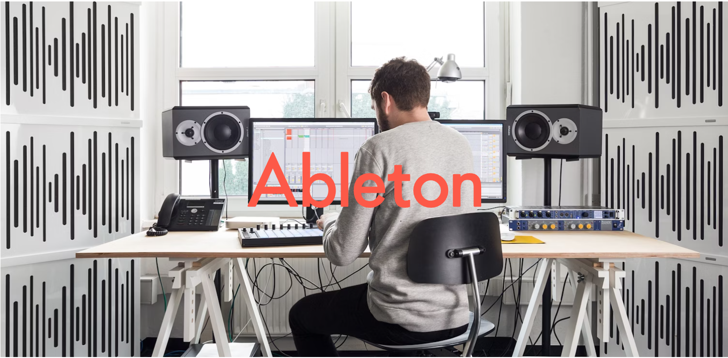 man sits on the studio using ableton kits