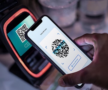 Contactless phone payment using a QR code on terminal