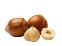 three hazel nuts